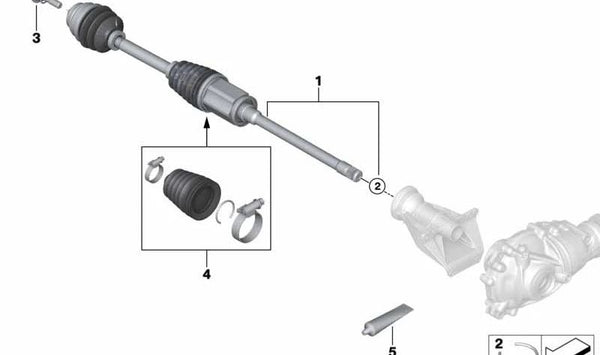 Eje de transmisión delantero derecho para BMW X5 F95, G05, X6 F96, G06, X7 G07 (OEM 31608486206). Original BMW.