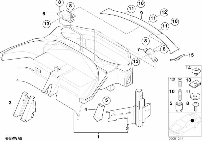 Yellow clip for BMW E39, E52 and MINI R61 (OEM 51418172050). Original BMW