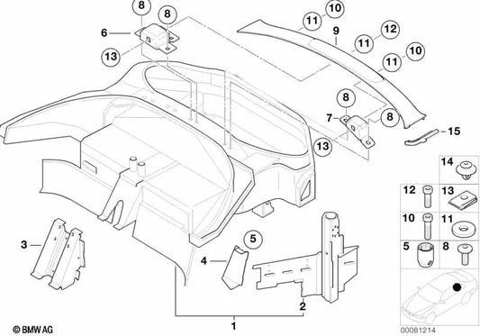 Refuerzo B-Pilar izquierdo para BMW E52 (OEM 41117006283). Original BMW.