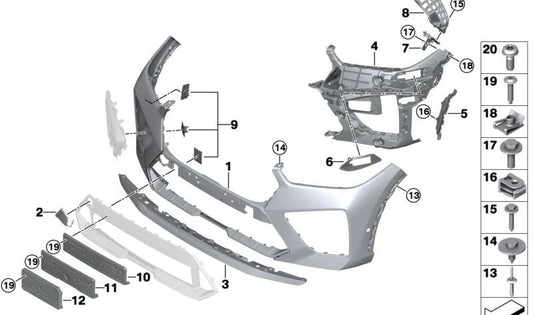 Adaptador Inserto Paragolpes Derecho Delantero para BMW X6 F96 (OEM 51118077790). Original BMW