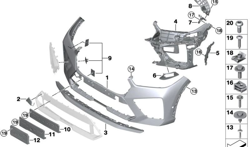 Spoiler frontal para BMW F96N (OEM 51118087200). Original BMW