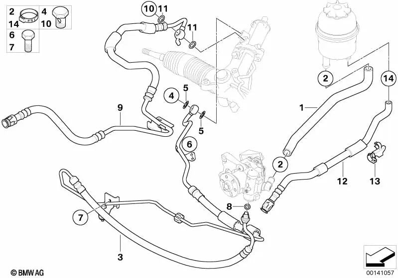 Tubo de retorno para BMW Serie 5 E60, E60N, E61, E61N, Serie 6 E63, E63N, E64, E64N (OEM 32416767432). Original BMW.