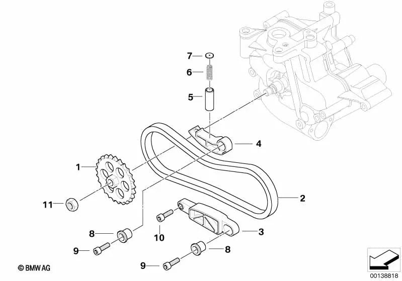 Cadena para BMW Serie 3 E90, E90N, E92, E92N, E93, E93N (OEM 11417836796). Original BMW