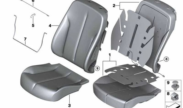 Funda base asiento de cuero izquierda para BMW Serie 4 F33, F33N (OEM 52107941285). Original BMW