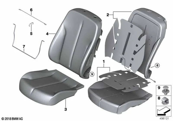 Funda básica de asiento de cuero izquierda para BMW Serie 4 F33, F33N (OEM 52108492353). Original BMW.