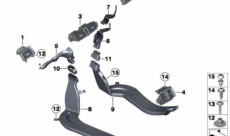 Rejilla de ventilación central para BMW F25, F26 (OEM 64229184743). Original BMW.