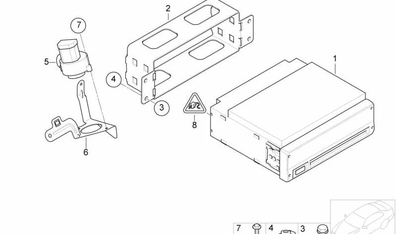 Suporte à Unidade de Navegação OEM 65908385498 para BMW E65, E66. BMW original.