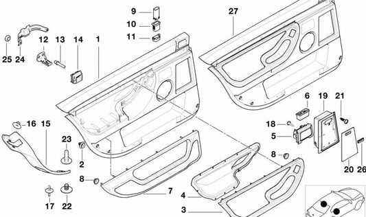 Buje de Aseguramiento de Cerradura Derecho para BMW Serie 7 E38 (OEM 51228188684). Original BMW.