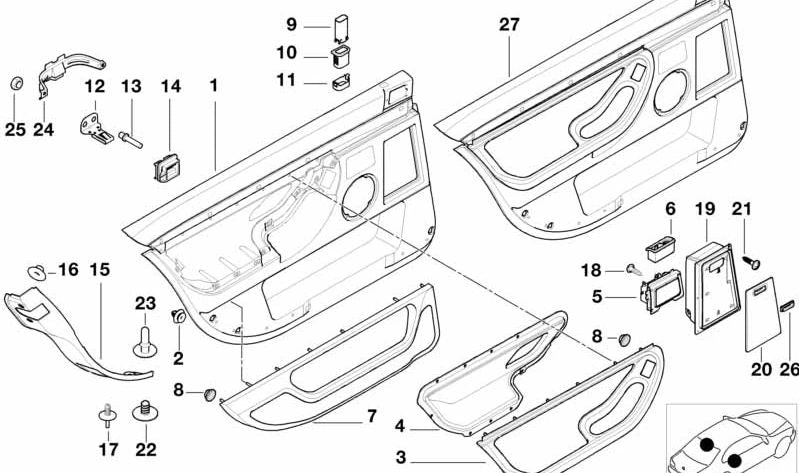 Cerradura izquierda OEM 51228188683 para BMW E38. Original BMW