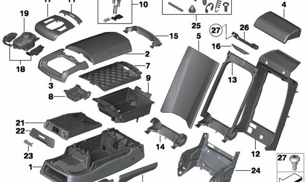 Interruptor de ajuste del asiento derecho OEM 61319163281 para BMW F01, F02, F04 (modelos compatibles). Original BMW.