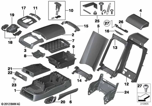 Rechter Sitzverstellschalter für BMW F01, F02N (OEM 61319163881). Original BMW