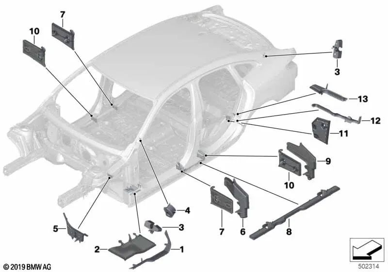 Formteil para BMW Serie 1 F40, Serie 2 F44 (OEM 41007434713). Original BMW.