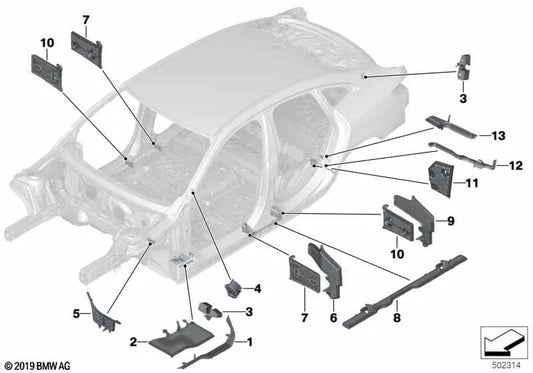 Formteil para BMW Serie 1 F40, Serie 2 F44 (OEM 41007434713). Original BMW.