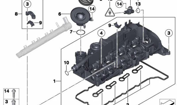 Tapón de llenado de aceite OEM 11127810586 para BMW F07, F10, F11. Original BMW.