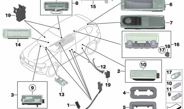 Soporte de marco de montaje OEM 63319130842 para BMW F07, F25, F26, E70. Original BMW.