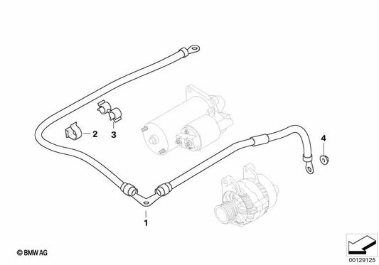 Cable Generador-Arranque-Punto de apoyo B+ para BMW Serie 3 E46 (OEM 12422249645). Original BMW