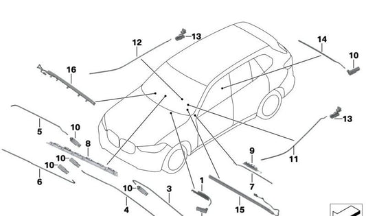 Guía de luz para respaldo OEM 63316997472 para BMW G05, F95, G06, F96, G07. Original BMW