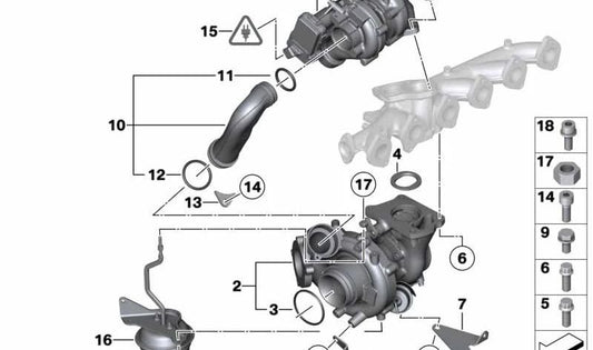 Abstützung for BMW F30, F31, F34, F32, F33, F36, F07, F10, F11, F06, F12, F13, F01, F25, F26, E70N, F15, E71, F16 (OEM 11657805468). Genuine BMW.