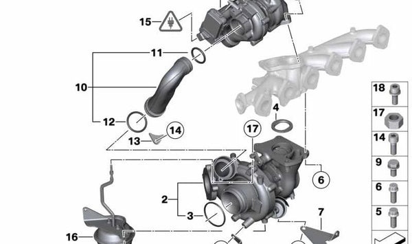 Abstützung para BMW F30, F31, F34, F32, F33, F36, F07, F10, F11, F06, F12, F13, F01, F25, F26, E70N, F15, E71, F16 (OEM 11657805468). Original BMW.