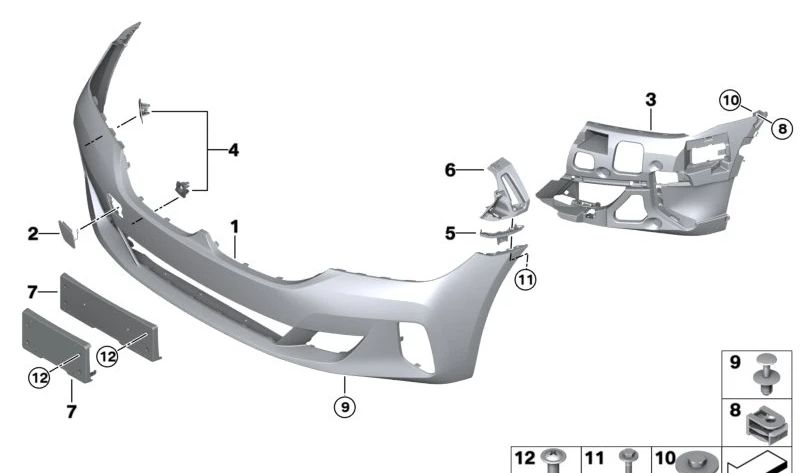 Juego de Montaje Sensor PDC/PMA delantero para BMW G32N (OEM 51119852449). Original BMW