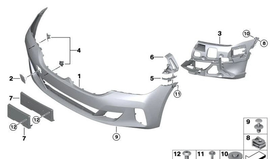 Paragolpes delantero imprimado OEM 51119852217 para BMW G32 (Serie 6 Gran Turismo). Original BMW.