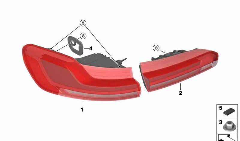 Piloto trasero lateral izquierdo OEM 63217409397 para BMW G02, F98. Original BMW.