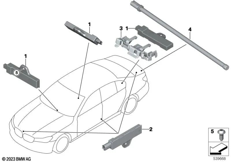 Antena exterior de acceso confort para BMW F40, F44, G42, G87, G20, G21, G28, G80, G81, G22, G23, G26, G82, G83, F90N, G30N, G31N, G38N, G32N, G11N, G12N, F91, F92, F93, G14, G15, G16, F97N, G01N, G08N, F98N, G02N, F95, G05, G18, F96, G06, G07, G29 (OEM 6