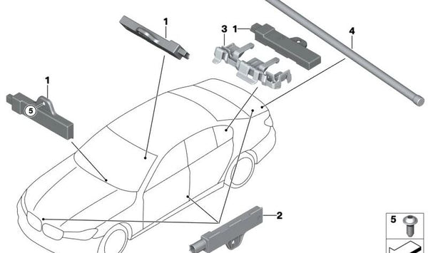 Soporte de Antena para Maletero para BMW F90, G30, G31, G38, G61, G11, G12, G70, F91, F92, F93 (OEM 61359331172). Original BMW