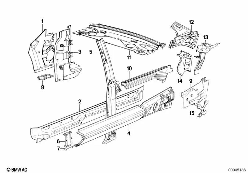 Cubierta izquierda para BMW Serie 3 E30 (OEM 41351935897). Original BMW.