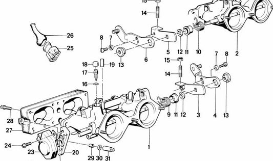 **Brida intermedia admisión OEM 13541311415 para BMW E30, E28, E24, E23. Original BMW.**