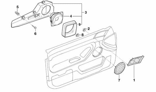 Altavoz de agudos estéreo izquierdo para BMW Serie 7 E38 (OEM 65138352693). Original BMW