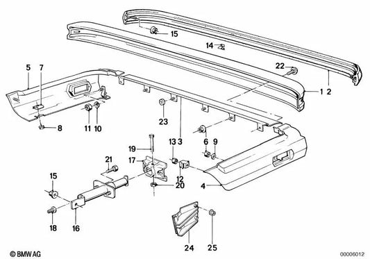 Right rear bumper for BMW 3 Series E30 (OEM 51121935012). Genuine BMW