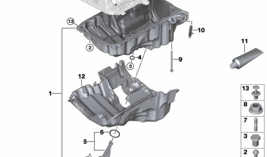 Acoustic Cover for BMW F20N, F21N, F22, F23, F30, F31, F34, F35N, F32, F33, F36, F10N, F11N (OEM 11148514330). Original BMW