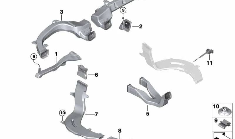 Canal de calefacción trasero derecho para BMW F97, G01, G08, X3, X4 (OEM 64227425128). Original BMW