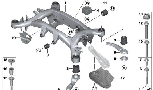 Parafuso externo com arruela OEM 33176860443 para BMW F20, F21, F22, F23, F30, F31, F34, F32, F33, F36, F25, F26. BMW original