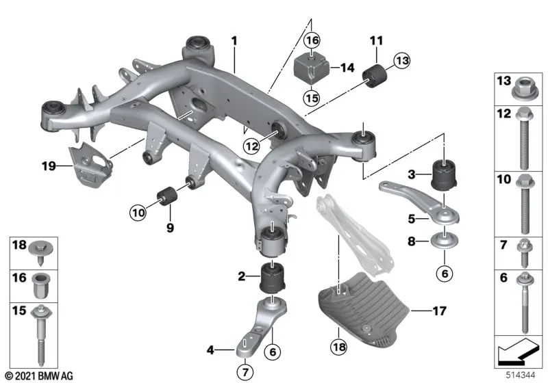 Cojinete hidráulico para BMW X3 G01, G08 Serie X4 G02 (OEM 33316882543). Original BMW