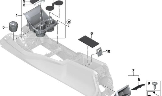 Compartimento trasero para BMW Serie 1 F40, F70, Serie 2 F44 (OEM 51166828271). Original BMW