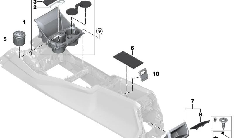 Emcellecador Central Console OEM 51166823441 für BMW F40, F44. Original BMW.