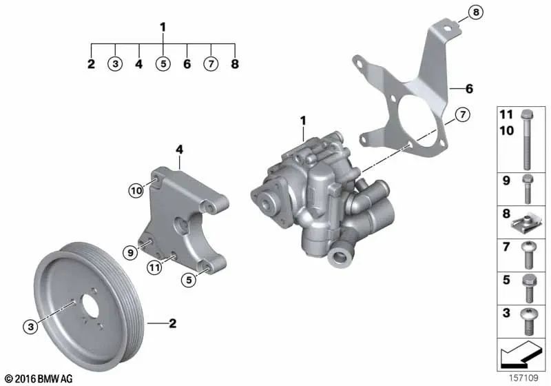 Power steering pump for BMW E90, E91, E92 (OEM 32416794921). Original BMW.