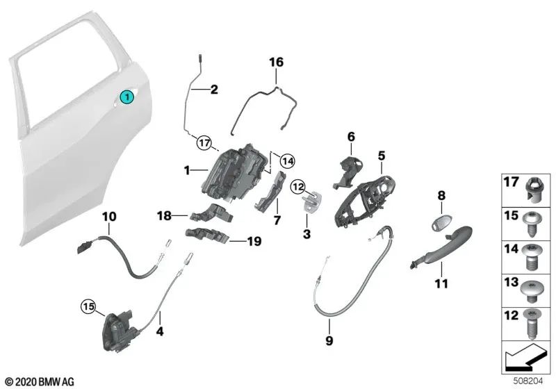 Rear left bracket adapter for BMW F95, G05, F95N, G05N (OEM 51228497639). Original BMW