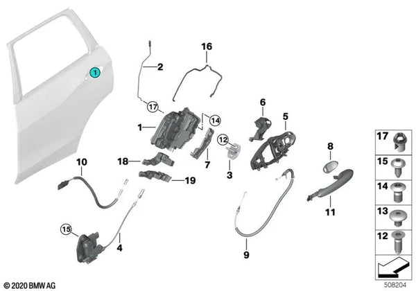 Adaptador soporte trasero izquierdo para BMW F95, G05, F95N, G05N (OEM 51228497639). Original BMW