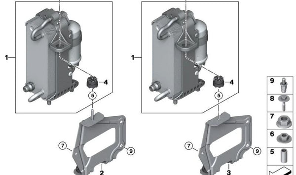 Soporte Condensador para BMW G30, G31, G32, G11N, G12N, G14, G15, G16 (OEM 64539458195). Original BMW