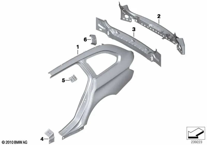 Revestimiento interior trasero para BMW Serie 5 F11, F11N (OEM 41347240441). Original BMW.