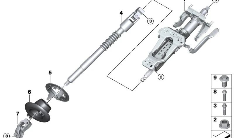 Ajuste mecánico de columna de dirección OEM 32306865576 para BMW i3 (I01). Original BMW