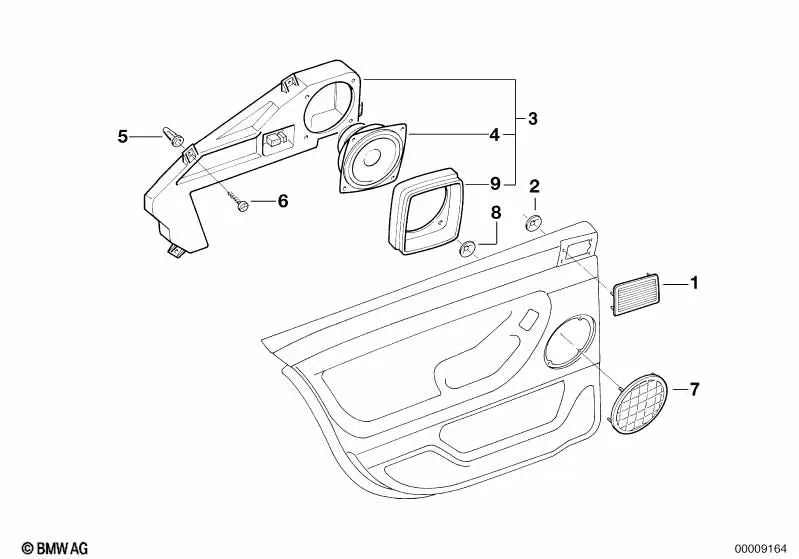 Rear left speaker grille for BMW E38 (OEM 51428190879). Genuine BMW