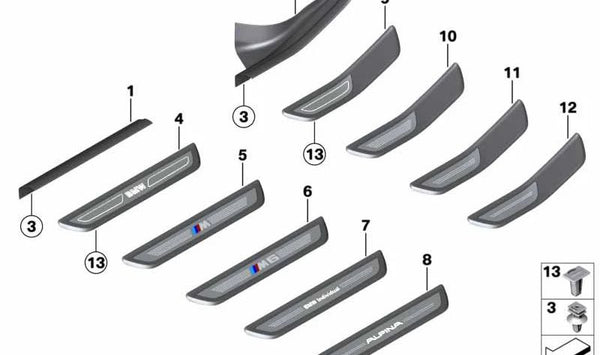 Carcasa de entrada trasera derecha para BMW F06, F06N (OEM 51478053582). Original BMW