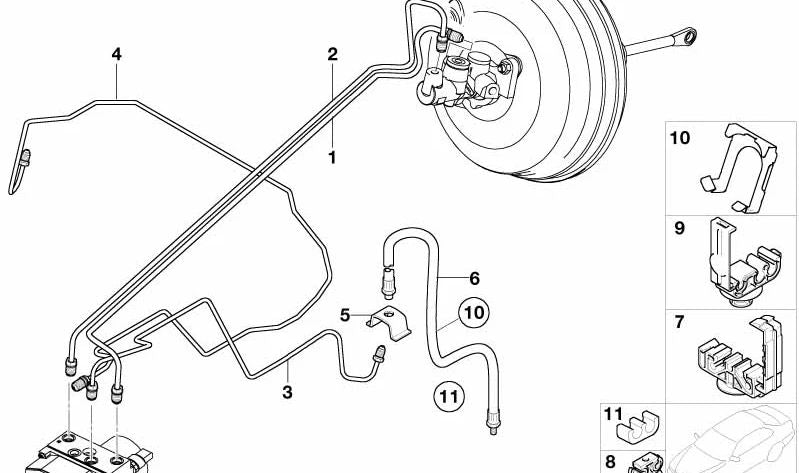 Tubo de freno OEM 34326762211 para BMW X5 (E53). Original BMW.