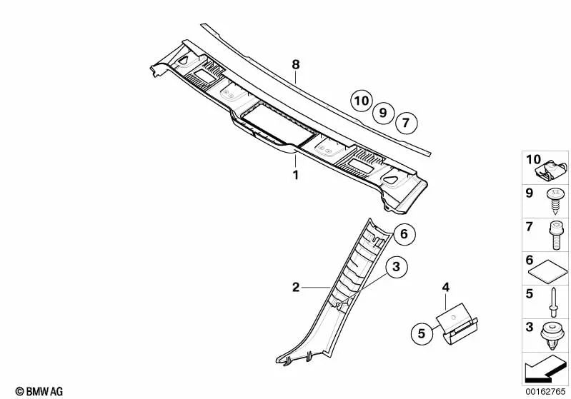 Pieza de la columna A izquierda para BMW Serie 3 E93, E93N (OEM 51437129311). Original BMW