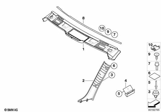 Pieza de la columna A izquierda para BMW Serie 3 E93, E93N (OEM 51437129311). Original BMW