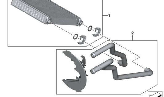 Intercambiador de calor de calefacción para BMW Serie 2 U06, X1 U11, U12 (OEM 64115A4D0F4). Original BMW